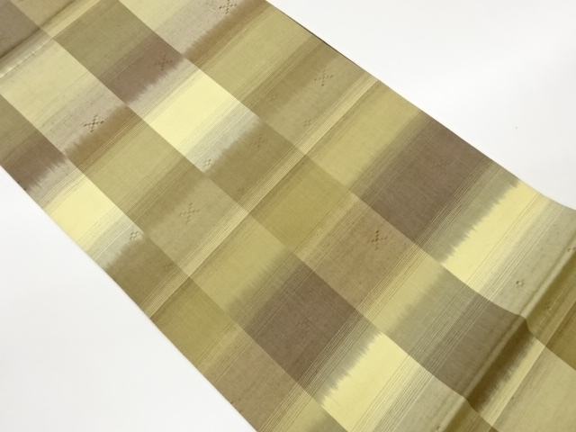 JAPANESE KIMONO / TSUMUGI / WOVEN ABSTRACT CHECKERED